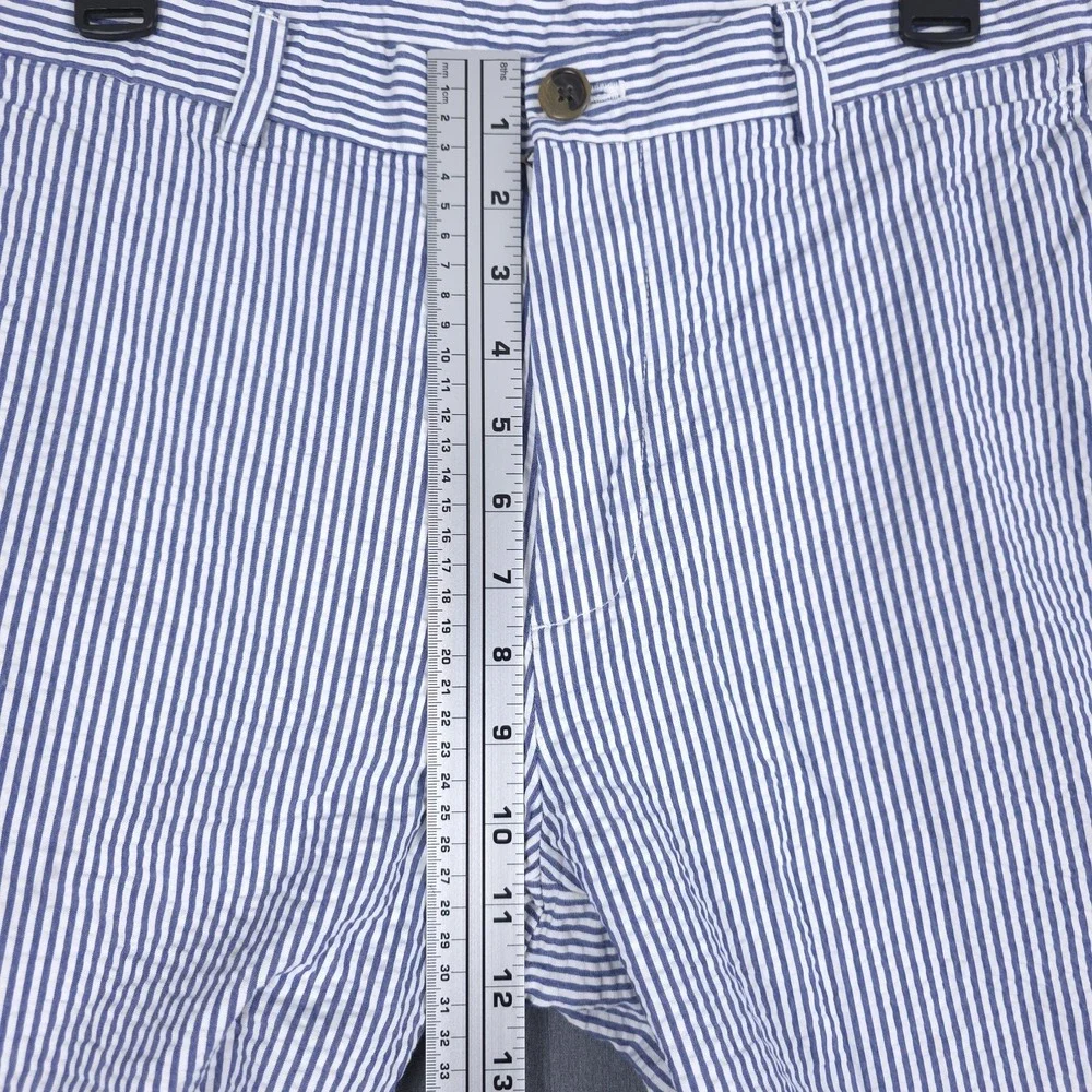 Brooks Brothers Seersucker Shorts Mens 34 (Fits 33x11) Blue White Striped Preppy